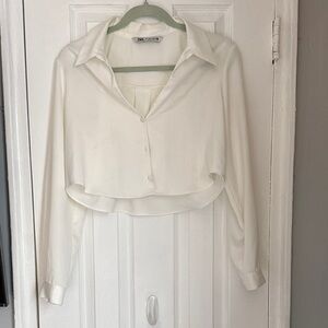 Zara Cream Button Down Shirt